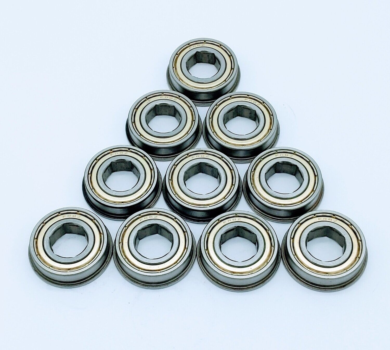 QTY 10 - Flanged 1/2 Inch Hex Ball Bearings