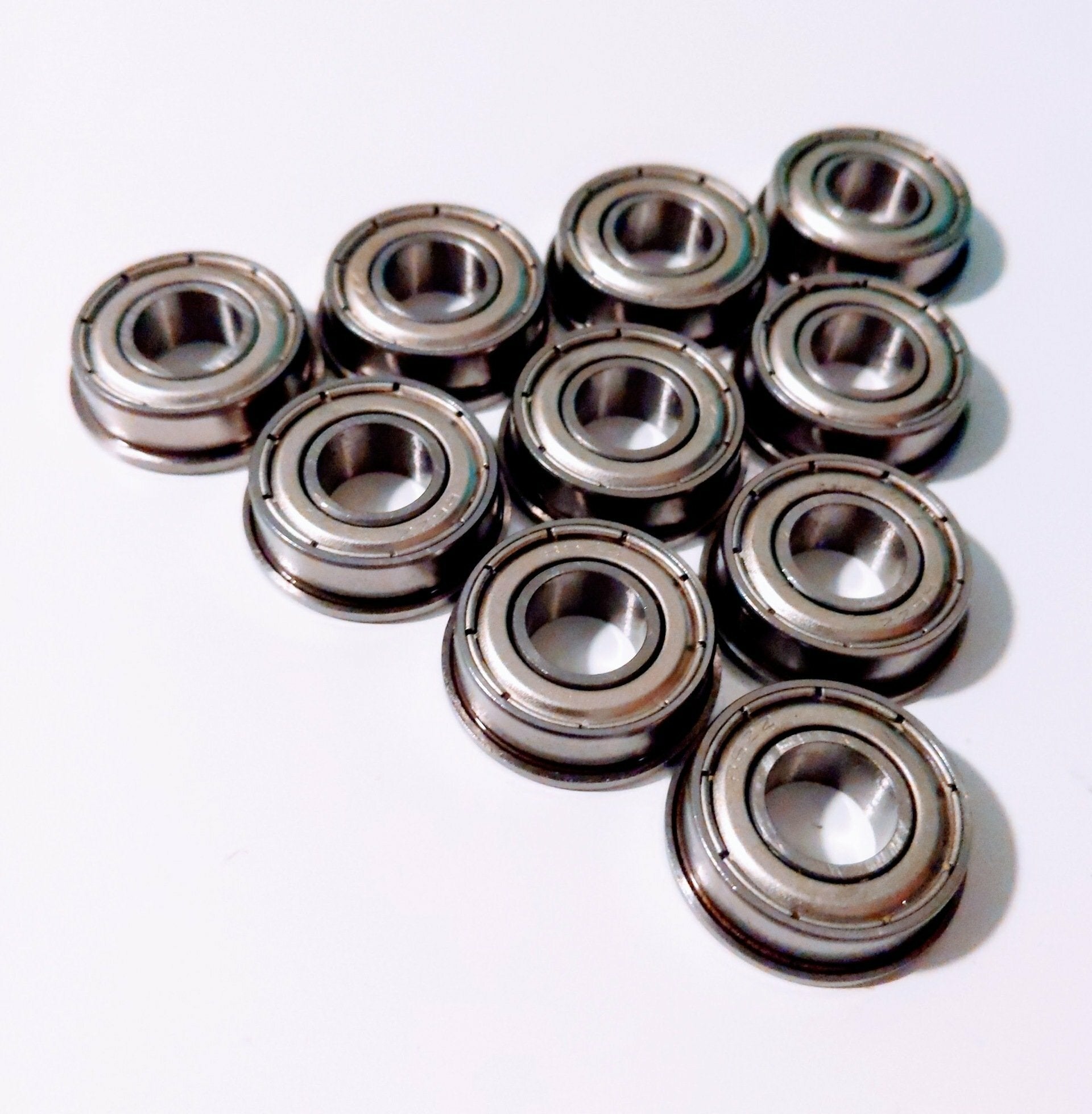 QTY 10 - Flanged 10.25mm Round Ball Bearings