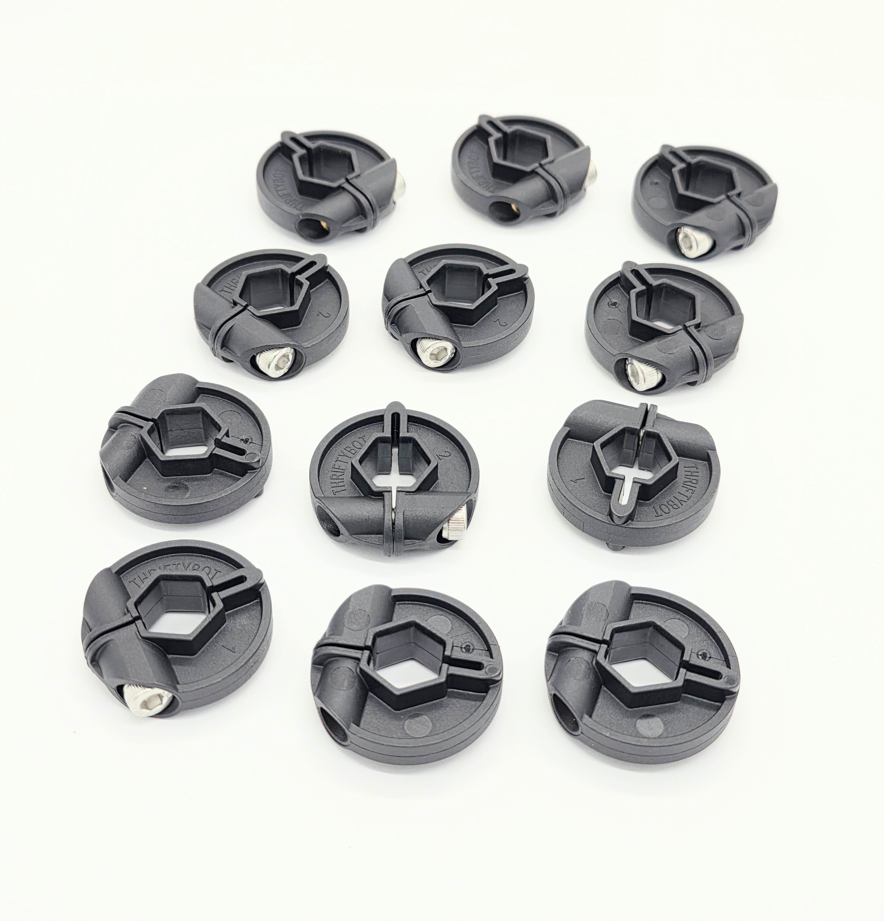 QTY 12 - Molded Glass Filled Nylon Clamping Collars