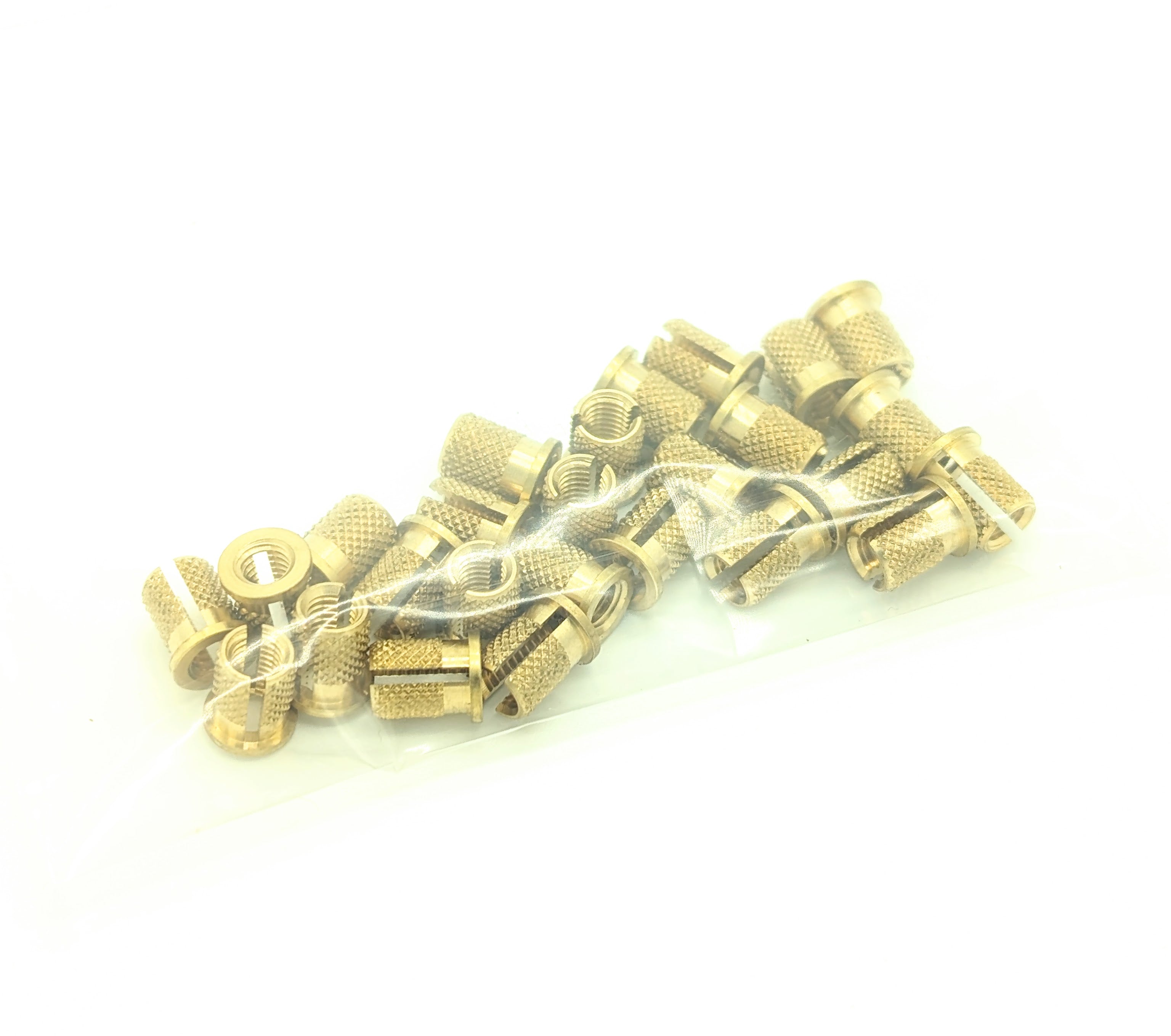 QTY 25 - 10-32 Brass Flanged Screw-to-Expand Inserts for Plastic