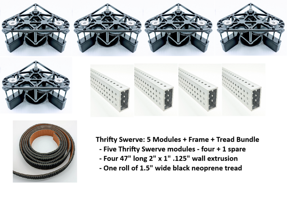 Swerve Module Traditional Thrifty Swerve: 5 Modules + Frame + Tread Bundle